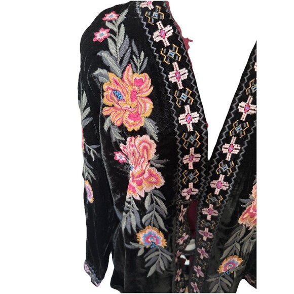 KYLA SEO Floral Embrodery VELVET KIMONO JACKET DUSTER L Whimsygoth Boho Coquette - Picture 3 of 15